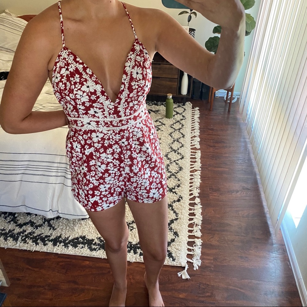 Floral Spaghetti Strap Romper